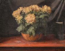Georges Weissbort (1928-2013), a still life of yellow flowers in a bowl, oil on canvas laid down,