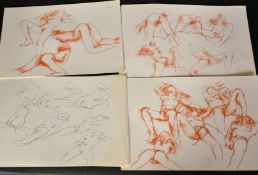 Peter Collins (b. 1935), a folio of unframed female life studies, mostly ink and conte, sheet