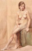 G. M. Harvey (1909-1978), a study of a seated female nude, watercolour, signed, 18.5
