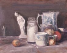 Georges Weissbort (1928-2013), a still life with a bugle along with another with blue and white