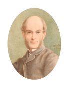 A. E. Wheeler, Circa 1890, two miniature portraits, one of a gentleman and the other of a young