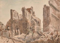 William Warden (1908-1982), a view of bomb damage in Cologne, June 1945, watercolour, signed and