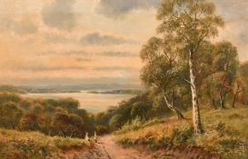 Late 19th Century English School, a pair of oil on canvas landscapes, each signed with monogram