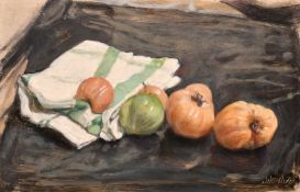 Georges Weissbort (1928-2013), still life with gourds, oil on canvas laid down, 10.5