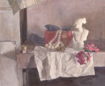 Georges Weissbort (1928-2013), a still life featuring a classical statue, oil on canvas laid down,