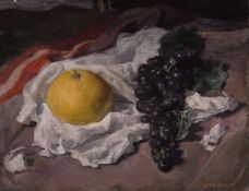 Georges Weissbort (1928-2013), still life with pears and grapes and other objects, oil on canvas