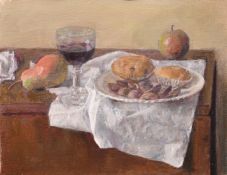 Georges Weissbort (1928-2013), a still life of cakes and fruit, and another similar slightly