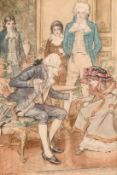 Charles Edmund Brock (1870-1938), elegant figures in a lavish interior, ink and watercolour, signed,