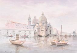 B. Carniel (20th Century), view of boats on the Grand Canal, Venice, watercolour, signed, 6.5