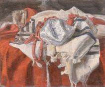 Georges Weissbort (1928-2013), a still life with prayer shawl and a chalice, along with another of