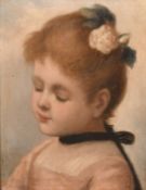 Circle of Charles Chaplin, 19th Century Continental School, a head study of young girl with a flower