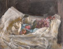 Georges Weissbort (1928-2013), a still life featuring white grapes and pewter tankard along with