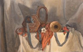 Georges Weissbort (1928-2013), a still life of musical instruments, oil on canvas laid down, 15