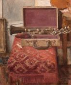 Georges Weissbort (1928-2013), still life with an oboe, oil on canvass laid down, 10