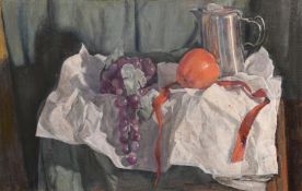 Georges Weissbort (1928-2013), still life with fruit and a coffee pot, oil on canvas laid down,