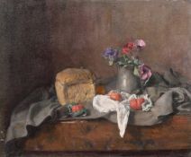 Georges Weissbort (1928-2013), a still life featuring a loaf of bread, oil on canvas laid down,