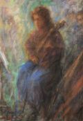 Eiko Yochimoto (b. 1937), study of a seated female musician, pastel, signed, 16