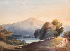 Attributed to John Varley (1778-1842) - Three watercolours - Rural landscapes, two with ruined