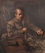 Georges Weissbort (1928-2013), a portrait study of a seated man, oil on canvas laid down, 36
