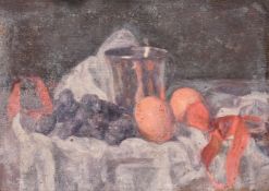 Georges Weissbort (1928-2013), a still life of fruit and a silver vessel, along with another