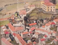 19th Century English School - Watercolour - Rural scene with white painted Italian house, 8ins x