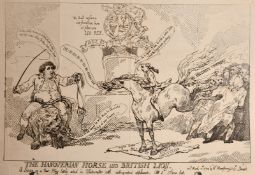 Thomas Rowlandson (1756-1827), 'The Hanoverian Horse and British Lion', etching, plate size, 10