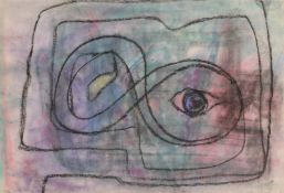 John Tunnard (1900-1971), abstract composition with eye, mixed media including charcoal and