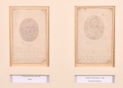 Thomas Trotter (1750-1803) - Twelve ink and pencil drawings - Heads of well-known male figures,