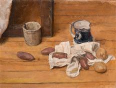 Georges Weissbort (1928-2013), still life with new potatoes, oil on canvas laid down, 11.5