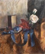 Georges Weissbort (1928-2013), a still life featuring flowers and ribbons, oil, 18