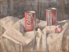 Georges Weissbort (1928-2013), a still life of coke cans and an empty pack of Marlboro cigarettes,