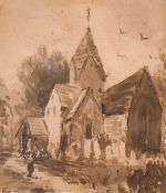 A.C.M., 19th Century English School, 'Sompting Church', watercolour, 3.75