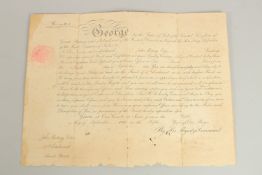 SECOND LIEUTENANT JOHN RODNEY EDEN. 4th BATTALION SOUTH WALES BORDERERS. Document and Seal, dated