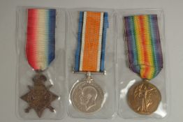 HENRY P. SULLIVAN. GORDON HIGHLANDERS. PTE 3/7015. TRIO with ribbons. 1914 Star.