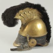AN 1840 FRENCH CRIMEAN WAR CAVALRY HELMET brass with plume.