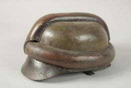 A WWI GERMAN LEATHER PILOT'S HELMET. Dated 1917.