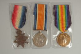 WILLIAM A. JONES. ROYAL FIELD ARTILLERY. DRIVER 97905. TRIO with ribbons and papers. 1914 - 1915