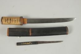 A JAPANESE TANTA with shagreen handle. 35cm long.