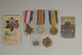 EDWARD HENSON. ROYAL ENGINEERS. DRIVER 18269. TRIO with ribbons. Royal Engineers Badge, Photo and