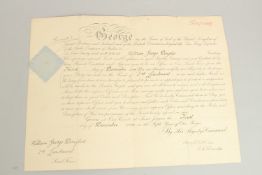 SECOND LIEUTENANT WILLIAM GEORGE DOUGLAS. KING'S OWN SCOTTISH BORDERERS. Document and seal dated 1st