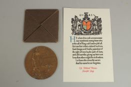 CORPORAL RICHARD WARNES 18119. 7th BATTALION NORFOLK REGIMENT who died on 26th March 1916. BRONZE