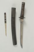 A JAPANESE TANTA with shagreen handle. 48cm long.