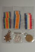 A. E. THOMPSON. 1ST INFANTRY. SGT 2536. TRIO with ribbons and boxes. 1914 - 1915 Star.