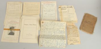 SERGEANT ARTHUR ARMSTRONG 7467. WEST YORKSHIRE REGIMENT. SOLDIER'S SMALL BOOK and ephemera.