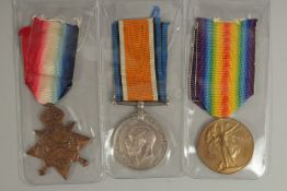 HENRY PHILLIPS. EAST YORKSHIRE REGIMENT. PTE 15002. TRIO with ribbons. 1914 - 1915 Star.