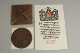 PRIVATE DANIEL FERRIE S/20873. 5th BATTALION CAMERON HIGHLANDERS who died on 13th Julky 1916. BRONZE