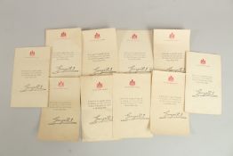 TEN MEMORIAL CARDS FROM GEORGE R., BUCKINGHAM PALACE.