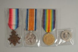 HENRY W. MAY. MILITARY FOOT POLICE. L/CPL P551. TRIO with ribbons and badge. KING'S BADGE. 1914 -