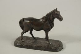 PIERRE JULES MENE (1810 - 1871). A MINIATURE BRONZE STALLION. Signed, 11cm high.