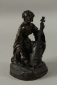 THEODORE GECHTER (1796 - 1844) FRENCH. A GOOD BRONZE OF A YOUNG LADY PLAYING A CELLO. Signed T.
